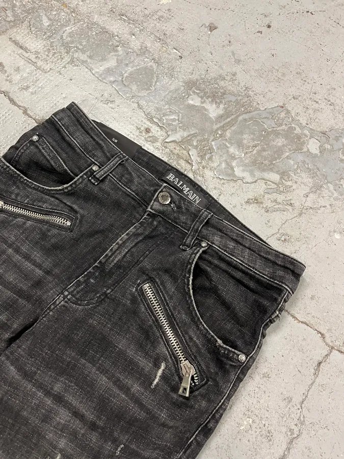 2010s Balmain Biker Black Denim Jeans - Image 6