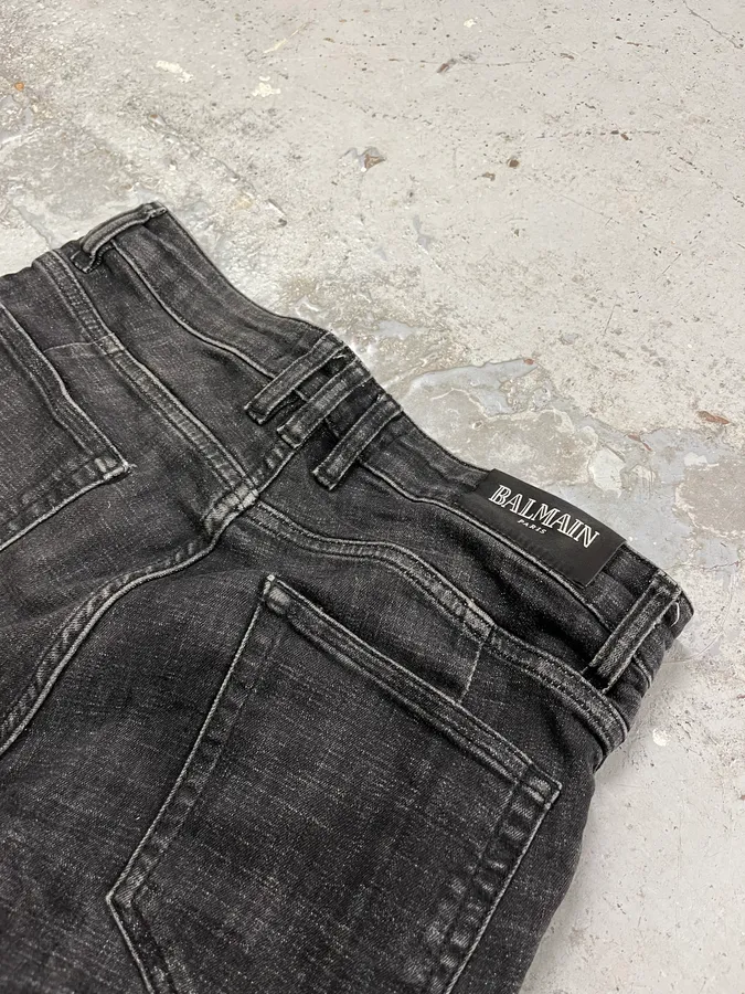 2010s Balmain Biker Black Denim Jeans - Image 9