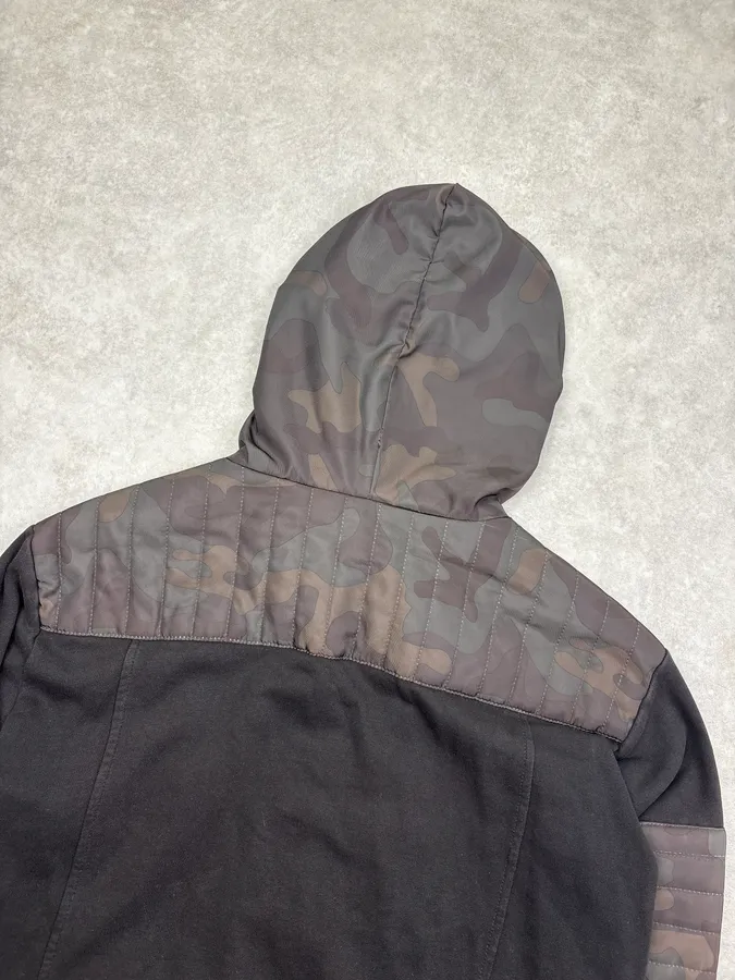 2010s Balmain Black Camo Quilted Biker Zip-up Hoodie - Image 6