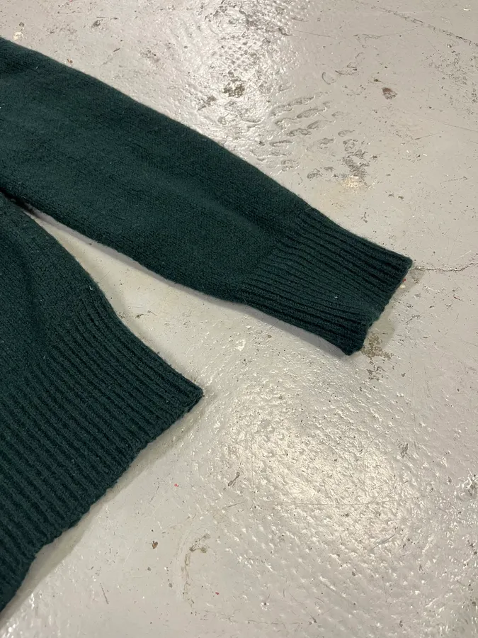 2010s Balmain Dark Green Wool Buttoned Turtleneck Sweater - Image 4