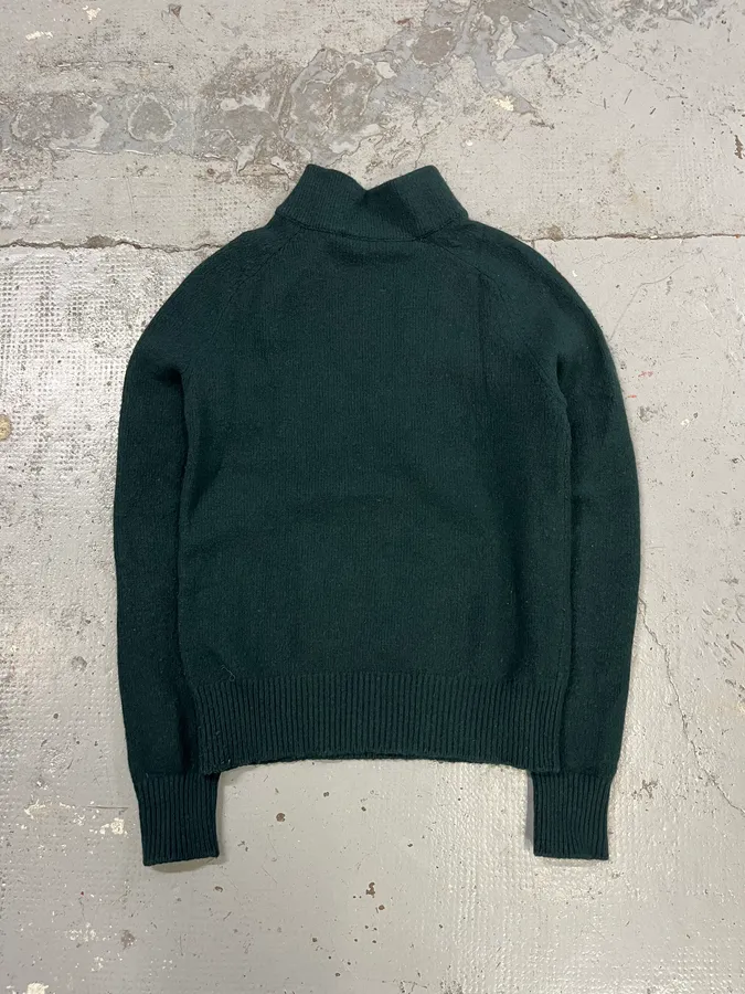 2010s Balmain Dark Green Wool Buttoned Turtleneck Sweater - Image 5