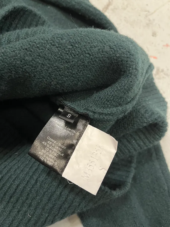 2010s Balmain Dark Green Wool Buttoned Turtleneck Sweater - Image 7