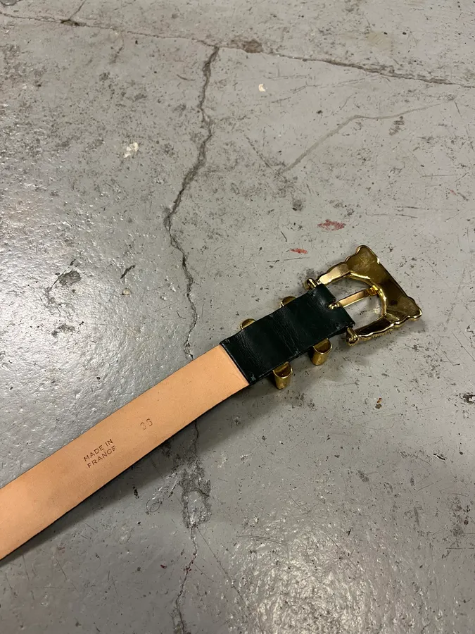 2010s Balmain Golden Cowboy Green Leather Belt - Image 8
