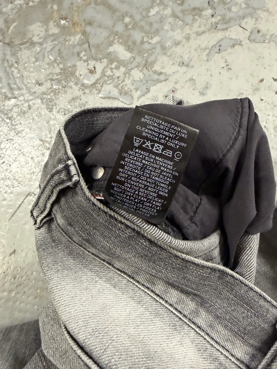 2010s Balmain Grey Faded Destroyed Denim Slim Jeans - Image 6