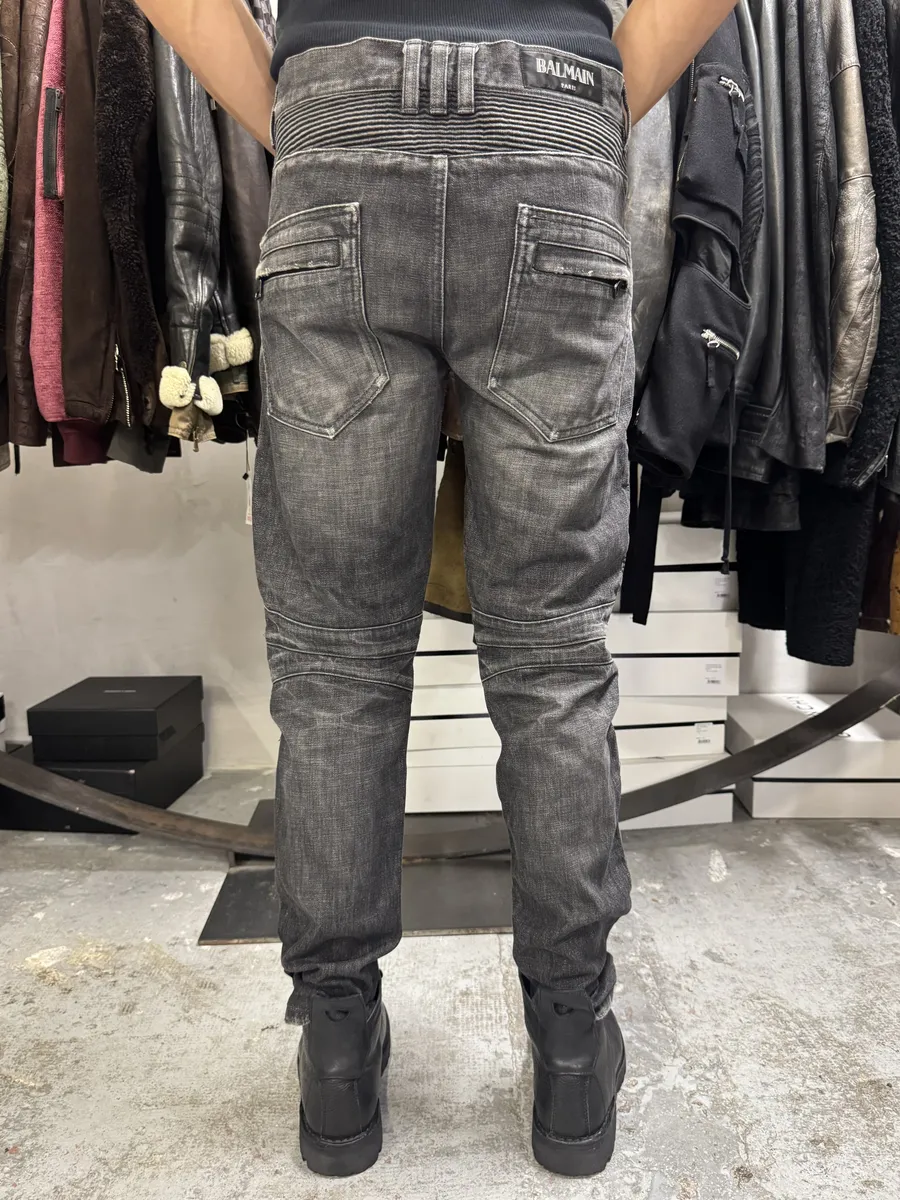 2010s Balmain Grey Slim Denim Jeans - Image 3
