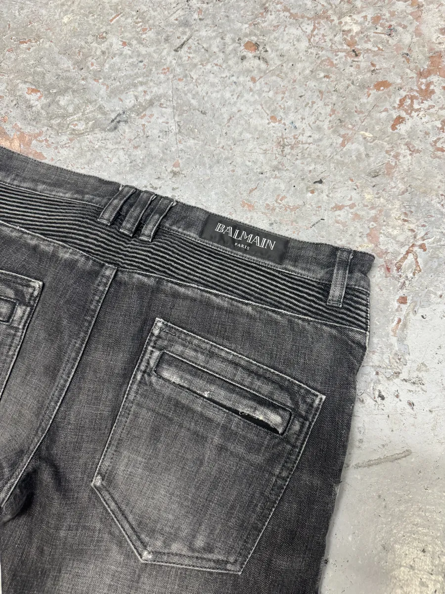 2010s Balmain Grey Slim Denim Jeans - Image 7