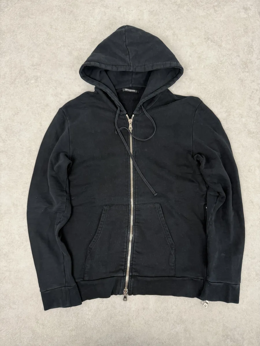 2010s Balmain Multi Zip Black Zip-up Hoodie - Image 2