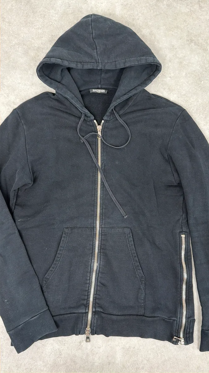 2010s Balmain Multi Zip Black Zip-up Hoodie - Image 7