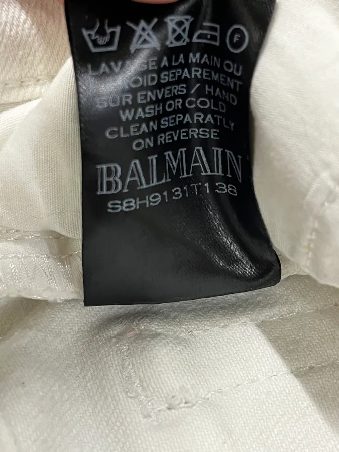 2010s Balmain White Biker Avant-Garde Slim Denim Jeans - Image 11