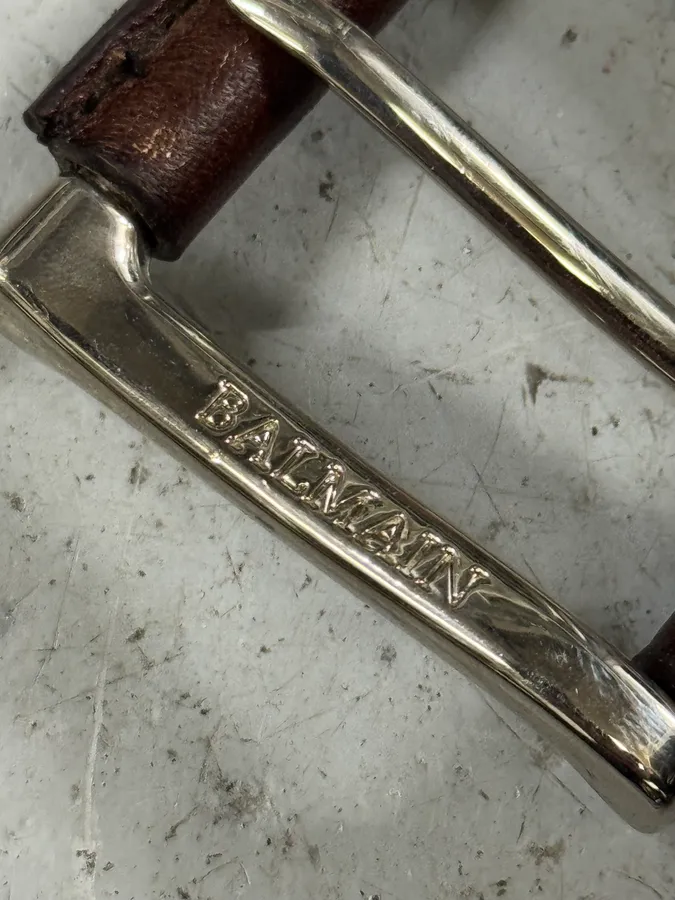2010s Balmain Woven Canva Brown Leather Belt - Image 7