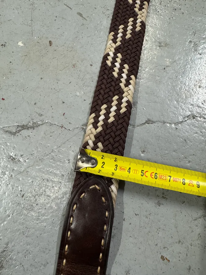 2010s Balmain Woven Canva Brown Leather Belt - Image 8