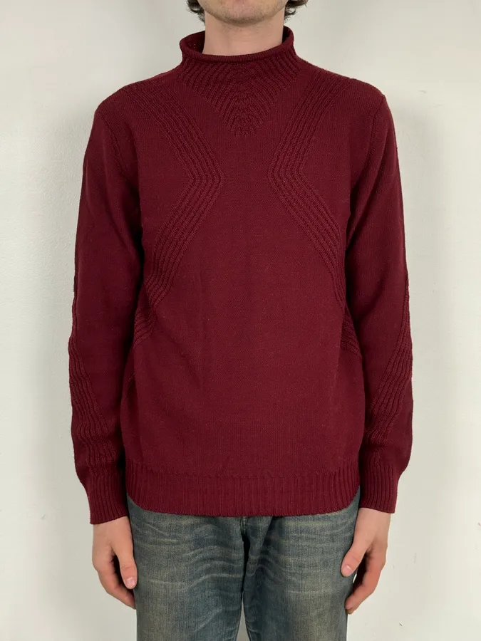 2010s Bikkembergs Burgundy Wool Turtleneck Sweater - Image 2