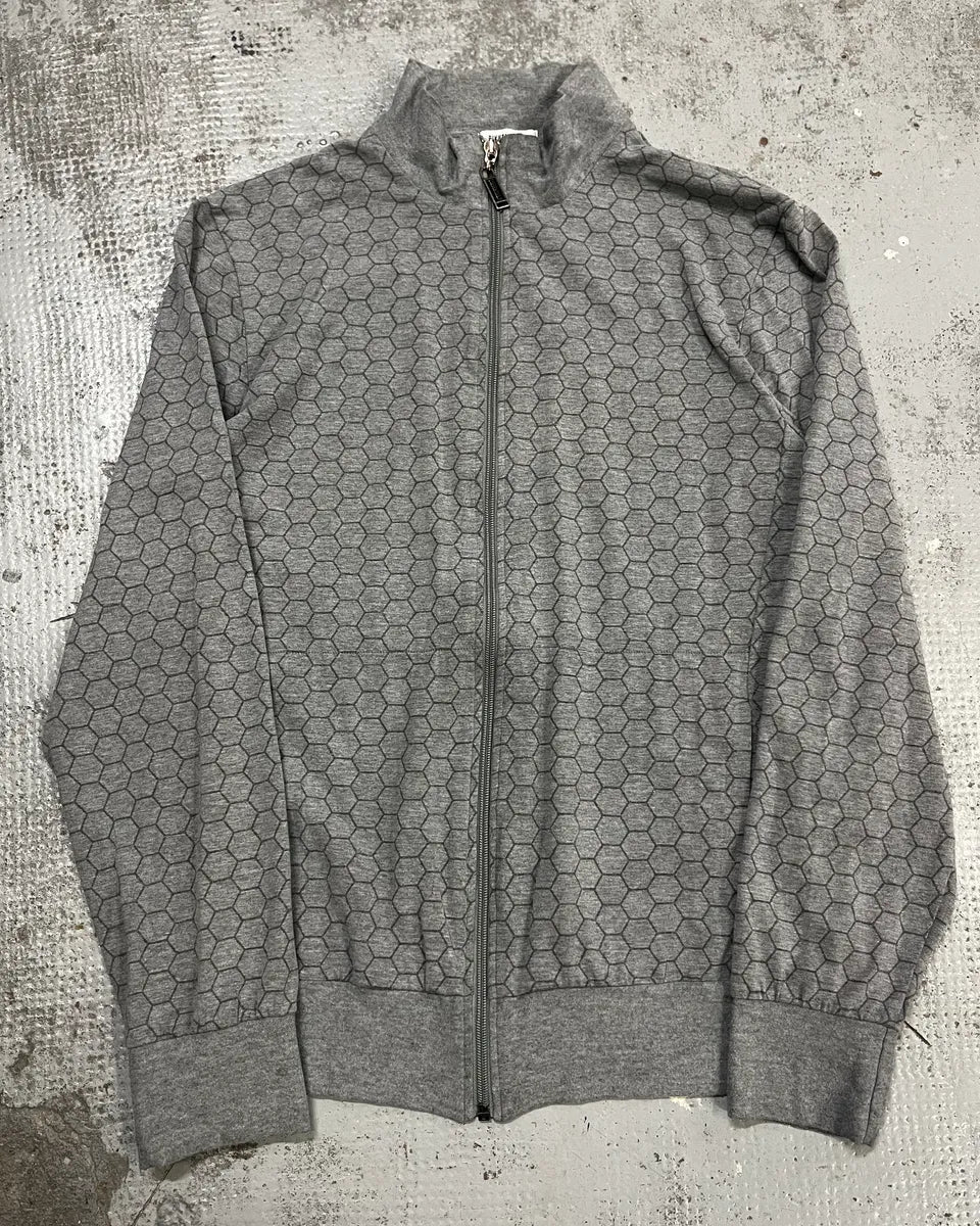 2010s Bikkembergs Grey Honeycomb Zip-up Sweater