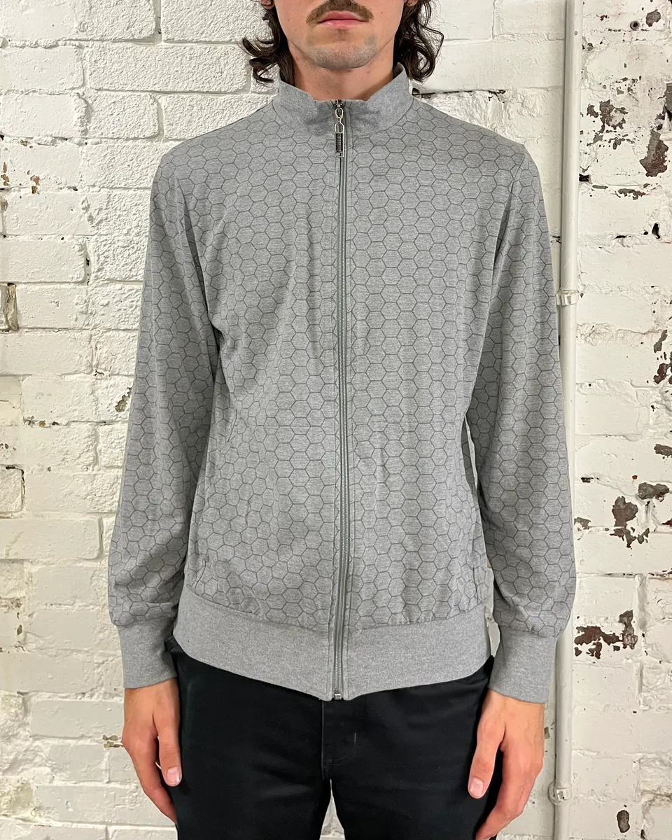 2010s Bikkembergs Grey Honeycomb Zip-up Sweater - Image 2