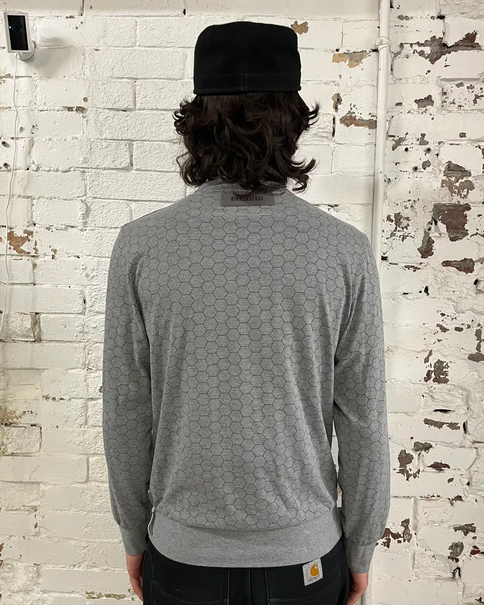 2010s Bikkembergs Grey Honeycomb Zip-up Sweater - Image 3