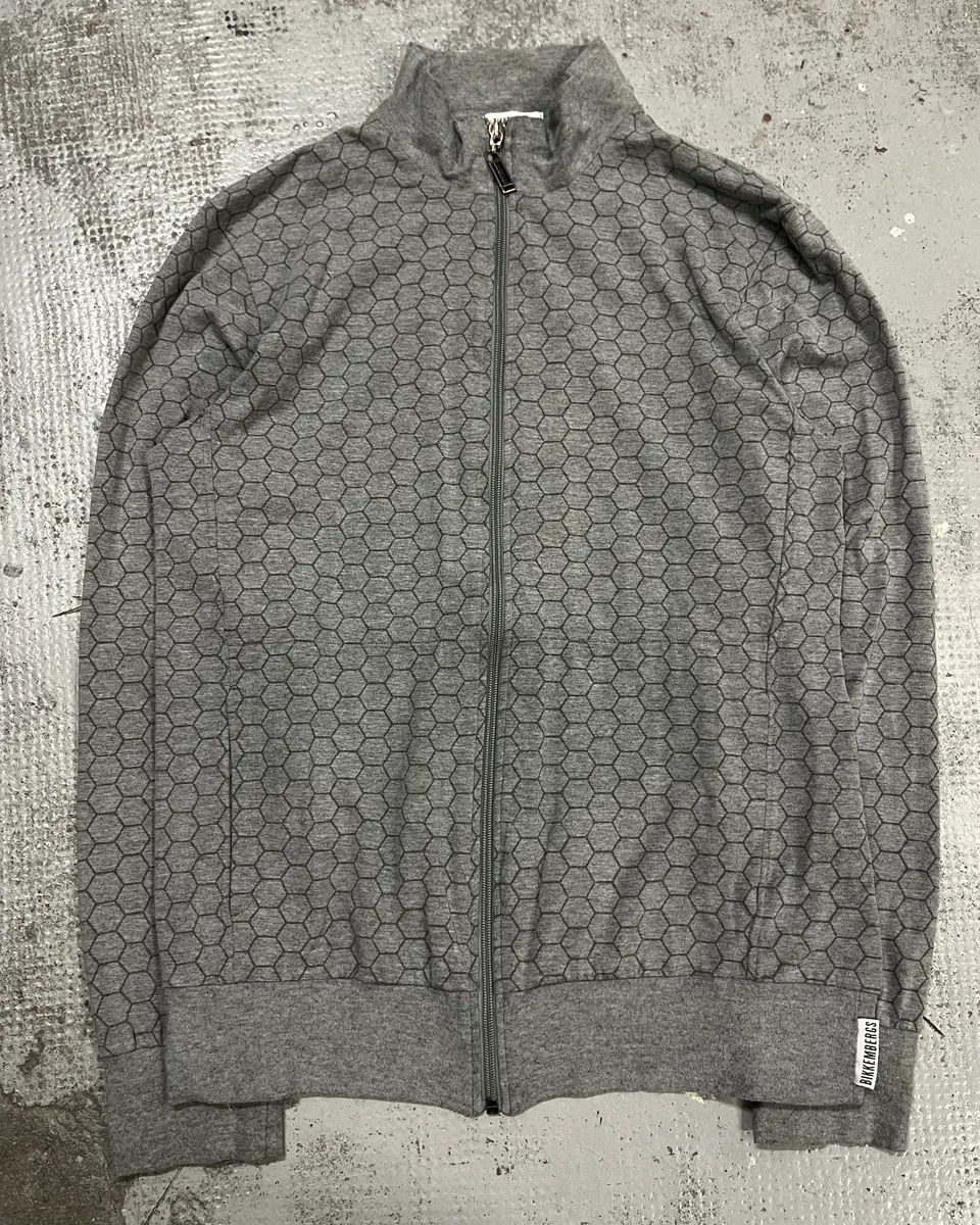 2010s Bikkembergs Grey Honeycomb Zip-up Sweater - Image 4