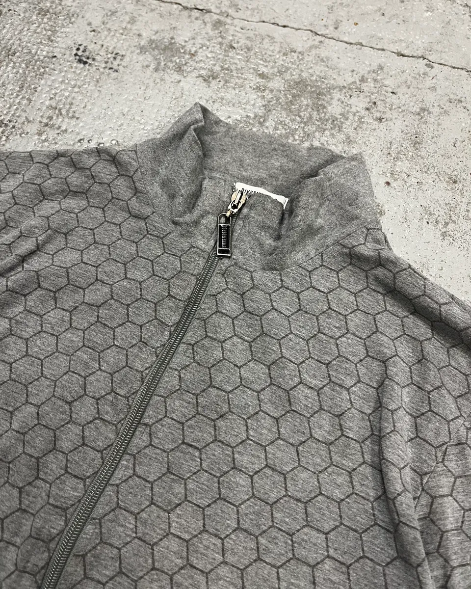 2010s Bikkembergs Grey Honeycomb Zip-up Sweater - Image 5