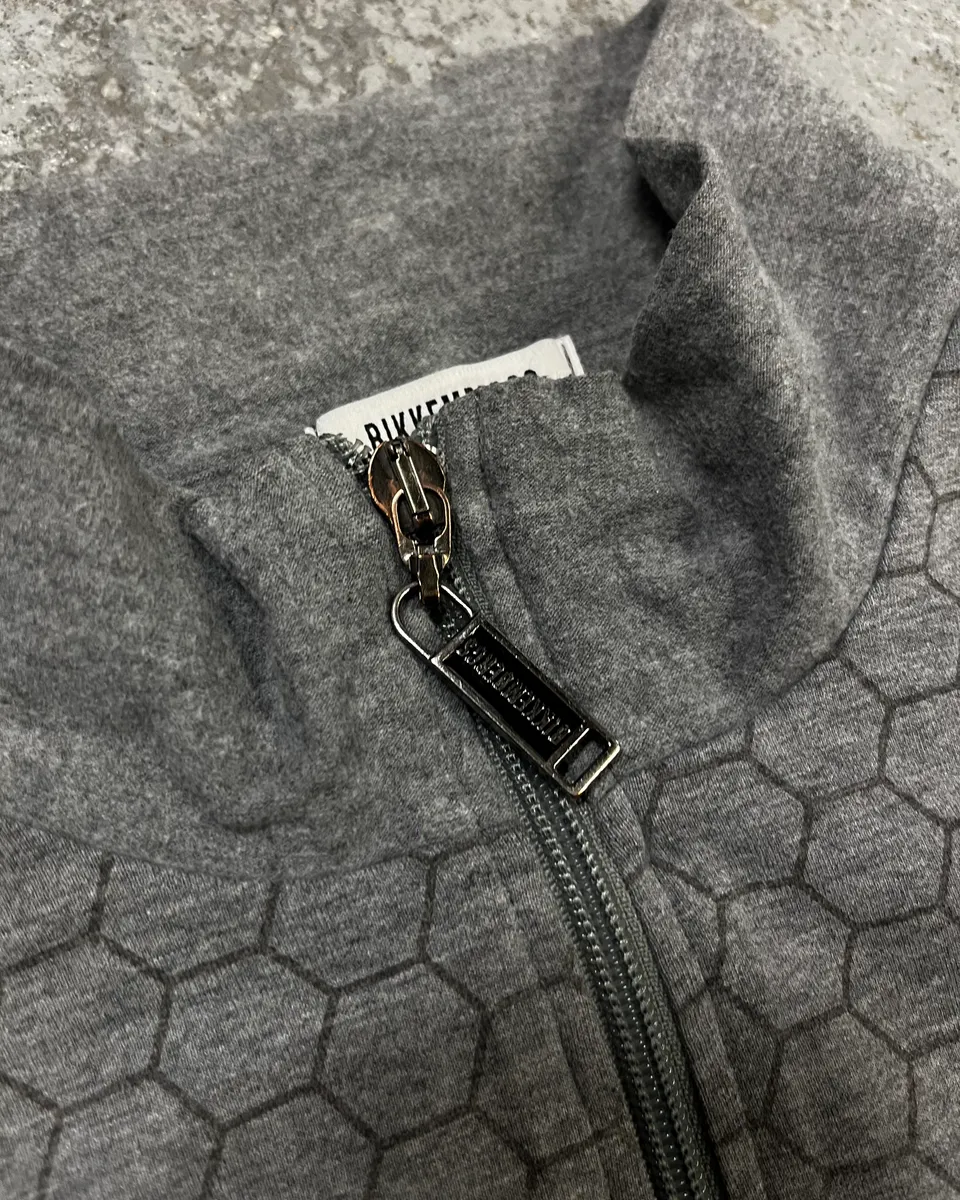 2010s Bikkembergs Grey Honeycomb Zip-up Sweater - Image 8