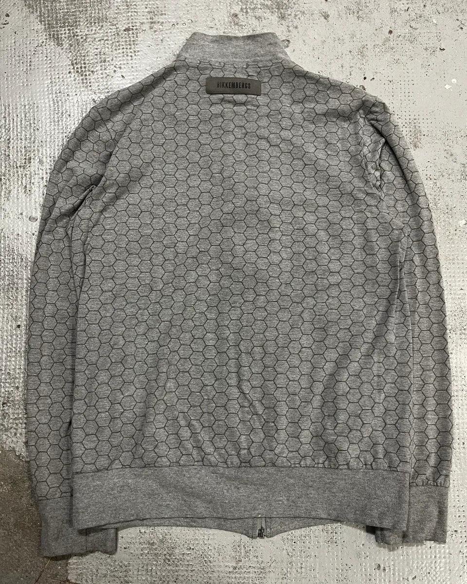 2010s Bikkembergs Grey Honeycomb Zip-up Sweater - Image 9
