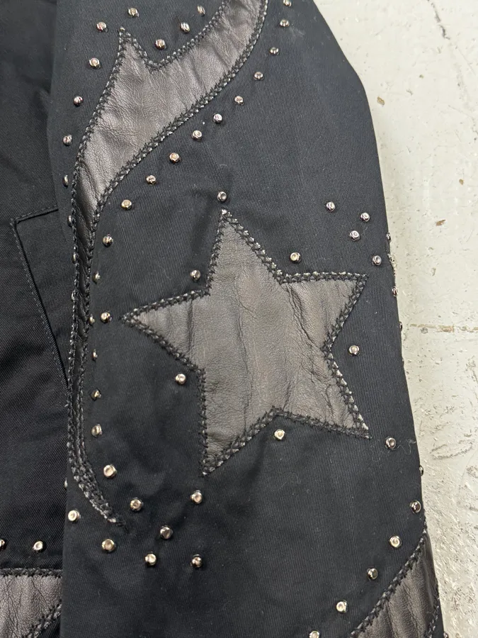 2010s Cavalli Black Studded Star Bomber Jacket - Image 11
