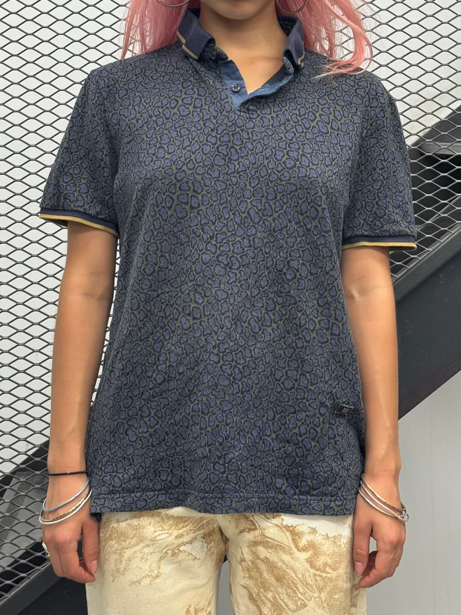 2010s Cavalli Class Leopard Navy Polo - Image 2