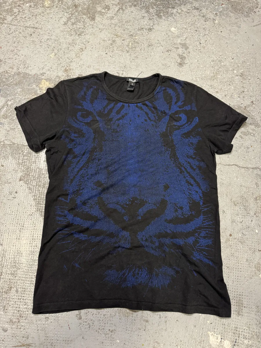 2010s Cavalli Navy Tiger Black T-Shirt - Image 5
