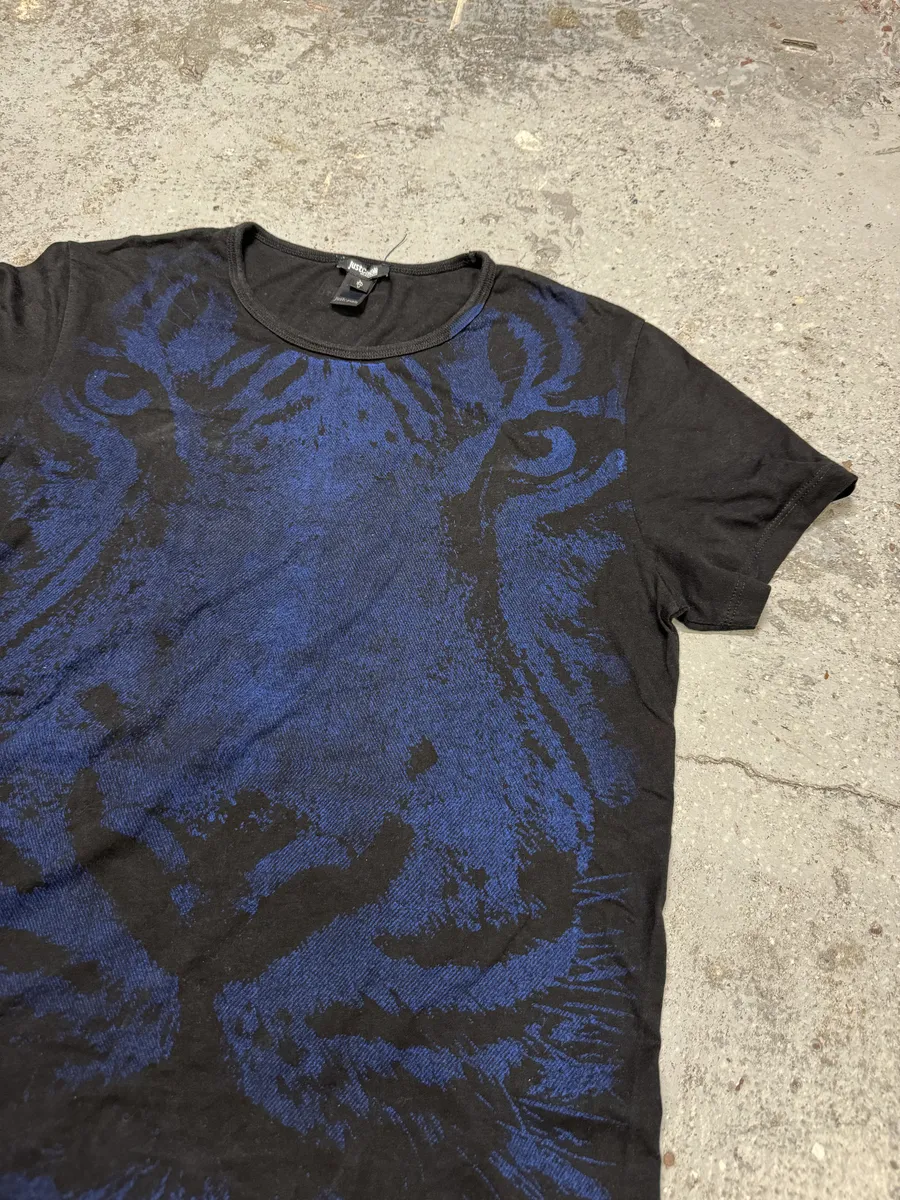 2010s Cavalli Navy Tiger Black T-Shirt - Image 7