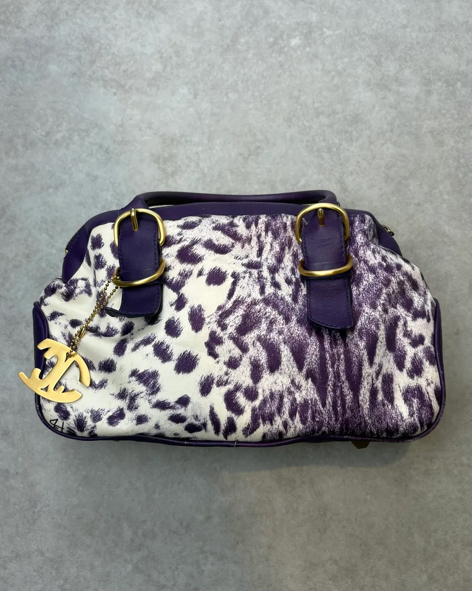 2010s Cavalli Purple Leopard Print Handle Bag - Image 4