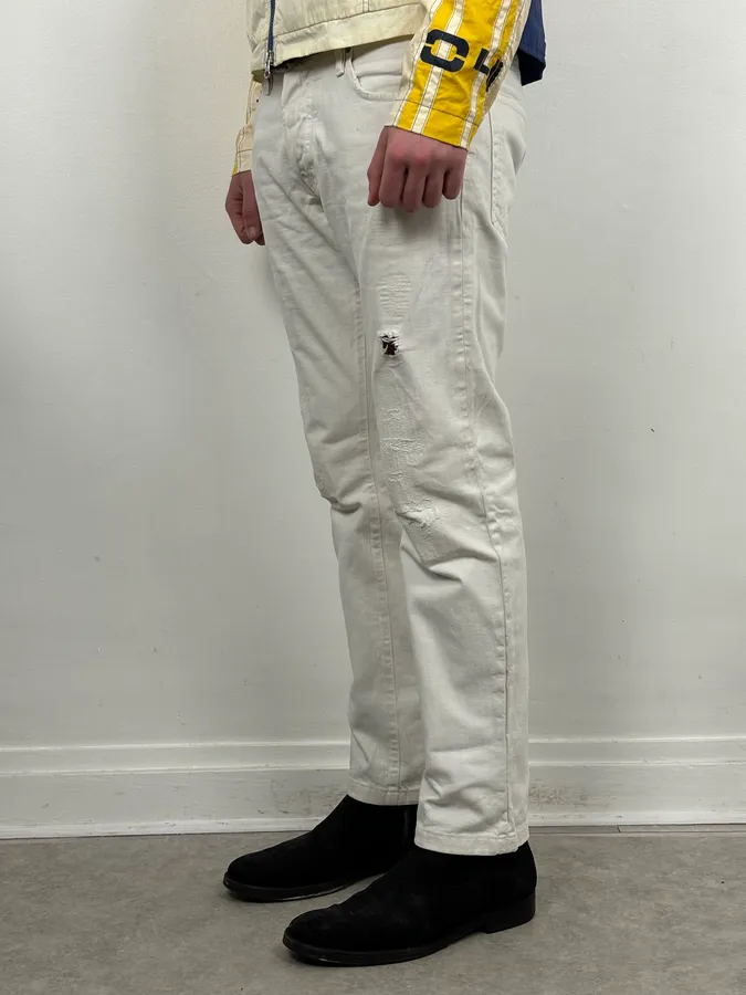 2010s Cavalli White Distressed Denim Jeans - Image 3