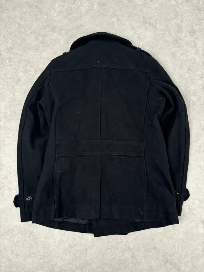 2010s Diesel Black Buttoned Officer Wool Peacoat - Image 5