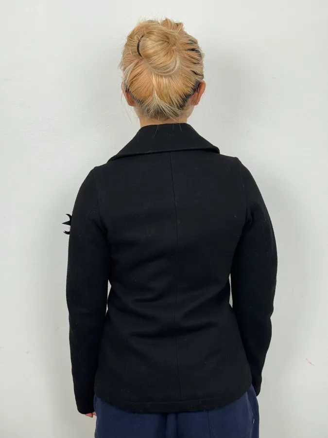 2010s Diesel Black Buttoned Rose Patch Peacoat - Image 4