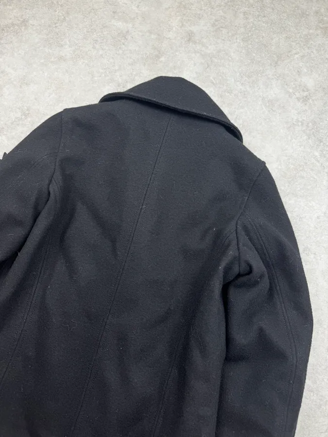 2010s Diesel Black Buttoned Rose Patch Peacoat - Image 6