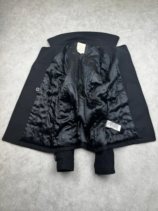 2010s Diesel Black Buttoned Rose Patch Peacoat - Image 7
