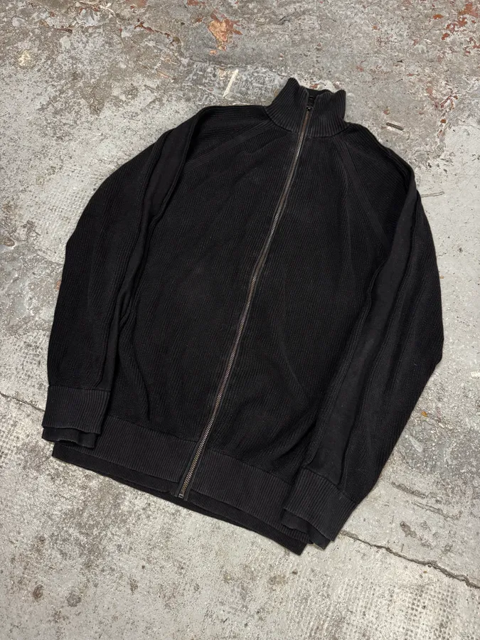 2010s Diesel Black Minimalist Zip-up Sweater - Image 2