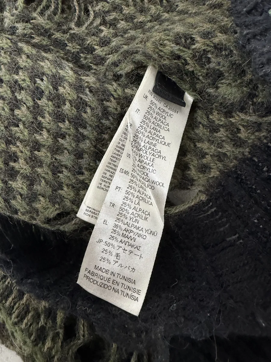 2010s Diesel Camo Green & Black Experimental Destroyed Sweater - Image 8