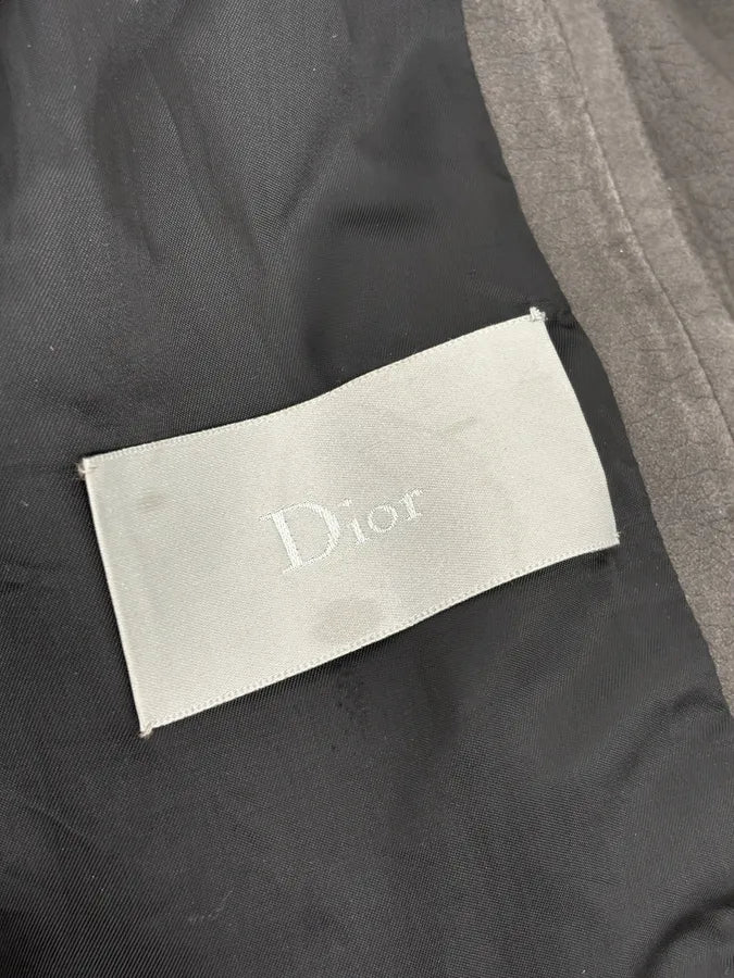 2010s Dior Grey Asymmetrical Leather Biker Jacket by Kris Van Assche - Image 17