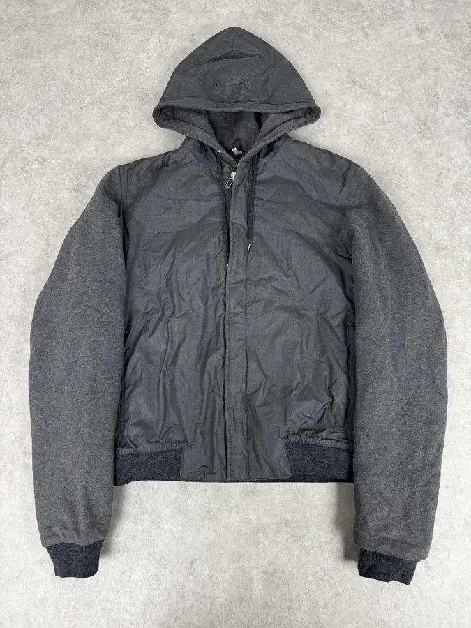 2010s Dior Grey Hybrid Hooded Bomber Jacket by Kris Van Assche