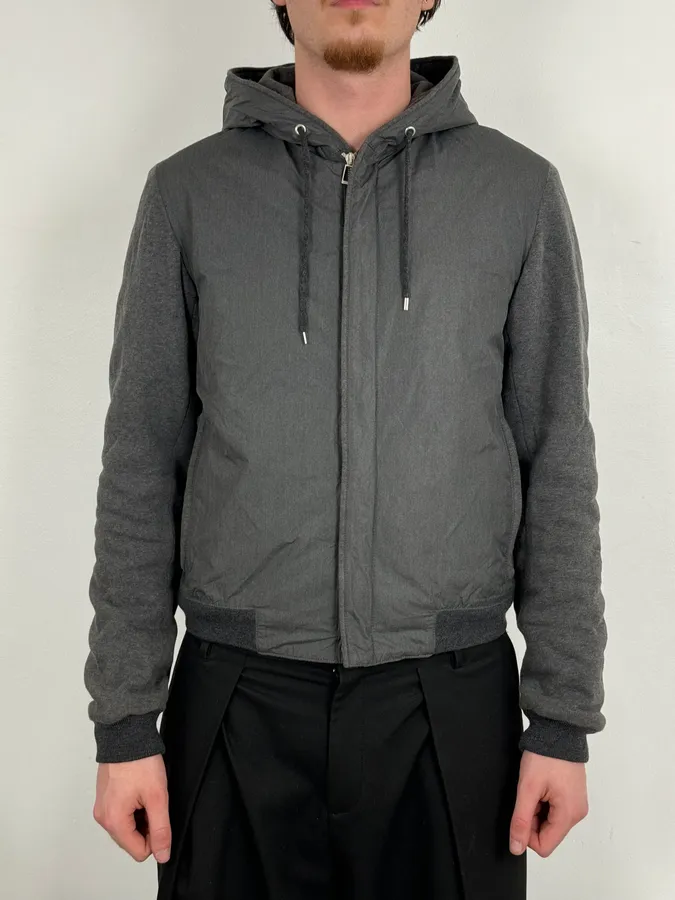 2010s Dior Grey Hybrid Hooded Bomber Jacket by Kris Van Assche - Image 2