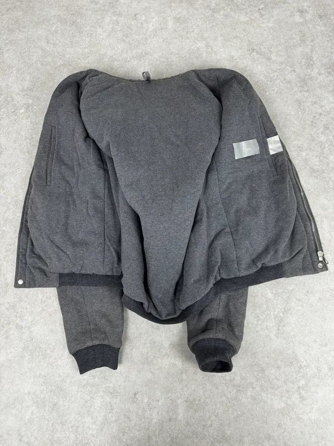 2010s Dior Grey Hybrid Hooded Bomber Jacket by Kris Van Assche - Image 7