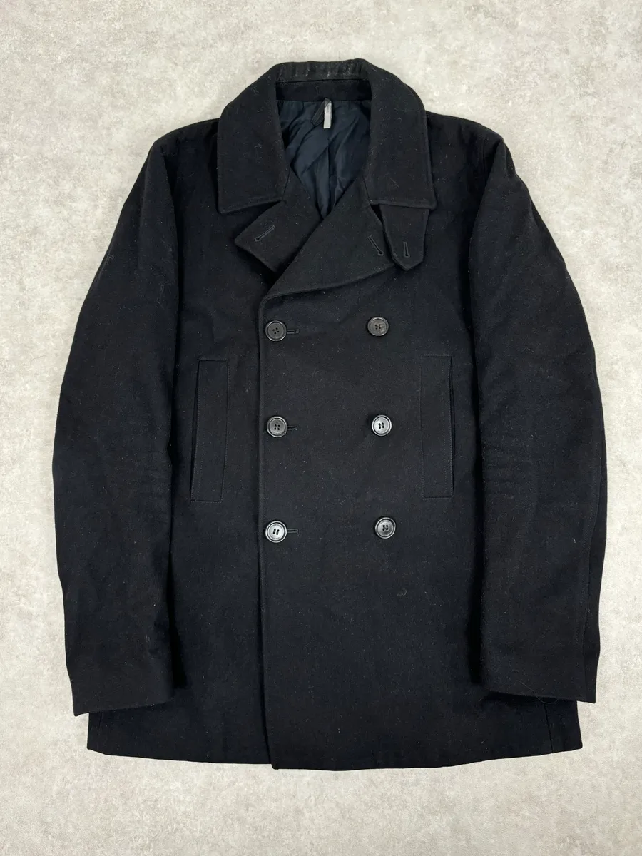 2010s Dior Homme Black Wool Double-Breasted Caban Jacket