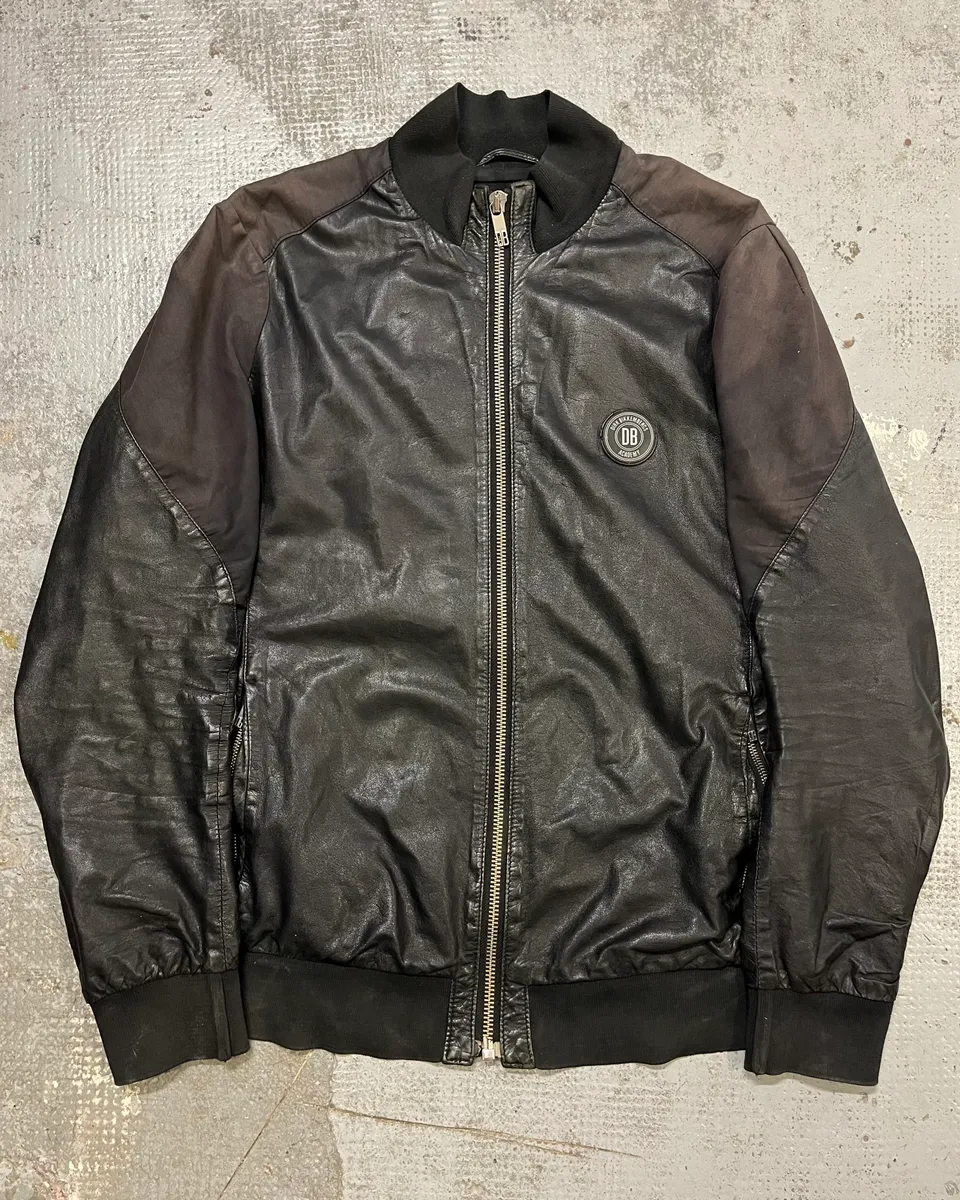 2010s Dirk Bikkembergs Black Faded Leather Jacket