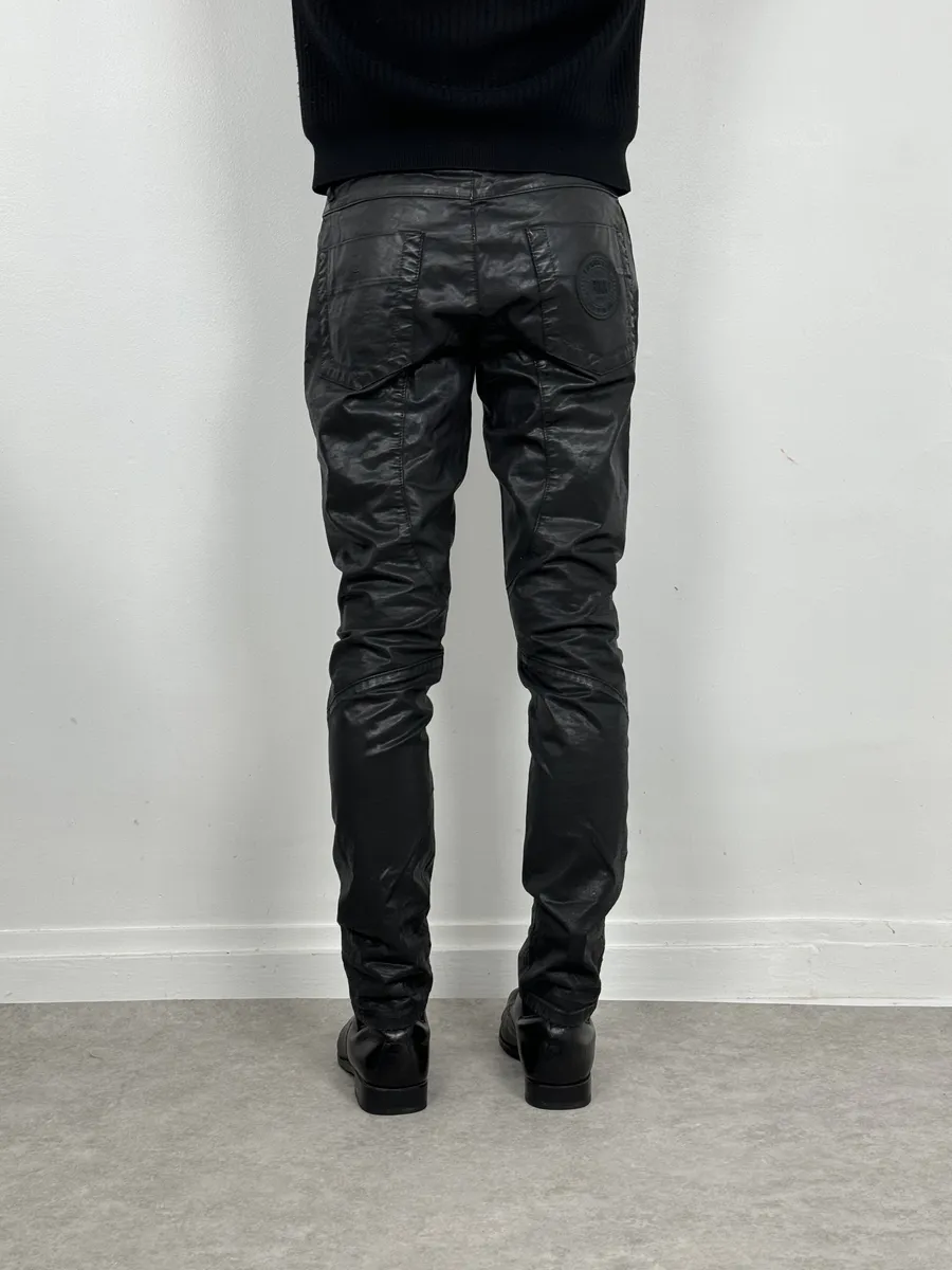 2010s Dirk Bikkembergs Black Waxed Slim Obscure Pants - Image 5