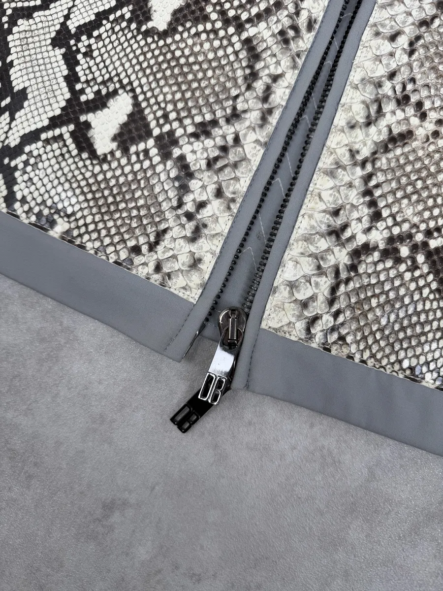 2010s Dirk Bikkembergs Grey & Beige Python Snakeskin Leather Jacket - Image 14