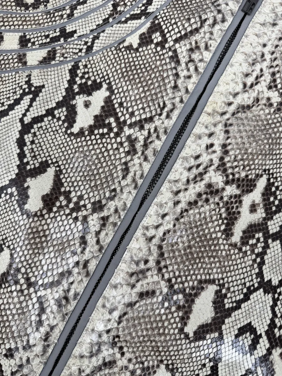 2010s Dirk Bikkembergs Grey & Beige Python Snakeskin Leather Jacket - Image 7