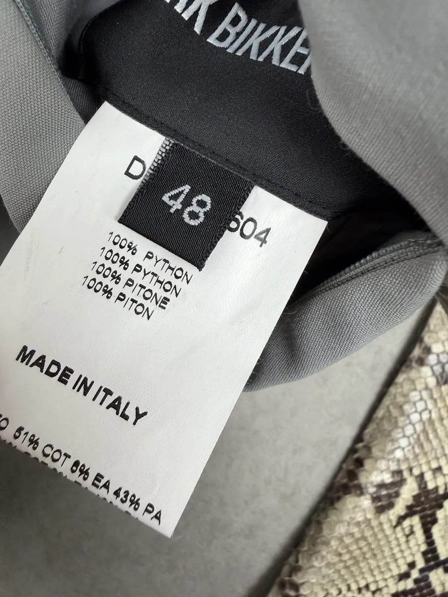 2010s Dirk Bikkembergs Grey & Beige Python Snakeskin Leather Jacket - Image 9