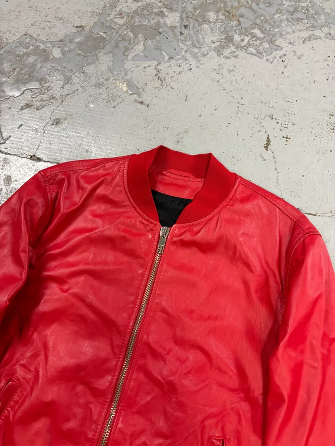 2010s Dirk Bikkembergs Red Leather Bomber Jacket - Image 4