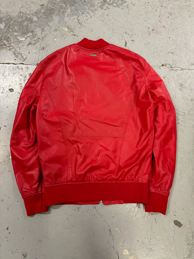 2010s Dirk Bikkembergs Red Leather Bomber Jacket - Image 5