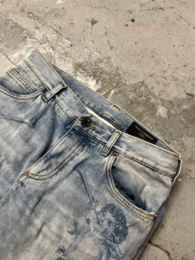 2010s Dolce & Gabbana Angels Blue Denim Jeans - Image 2