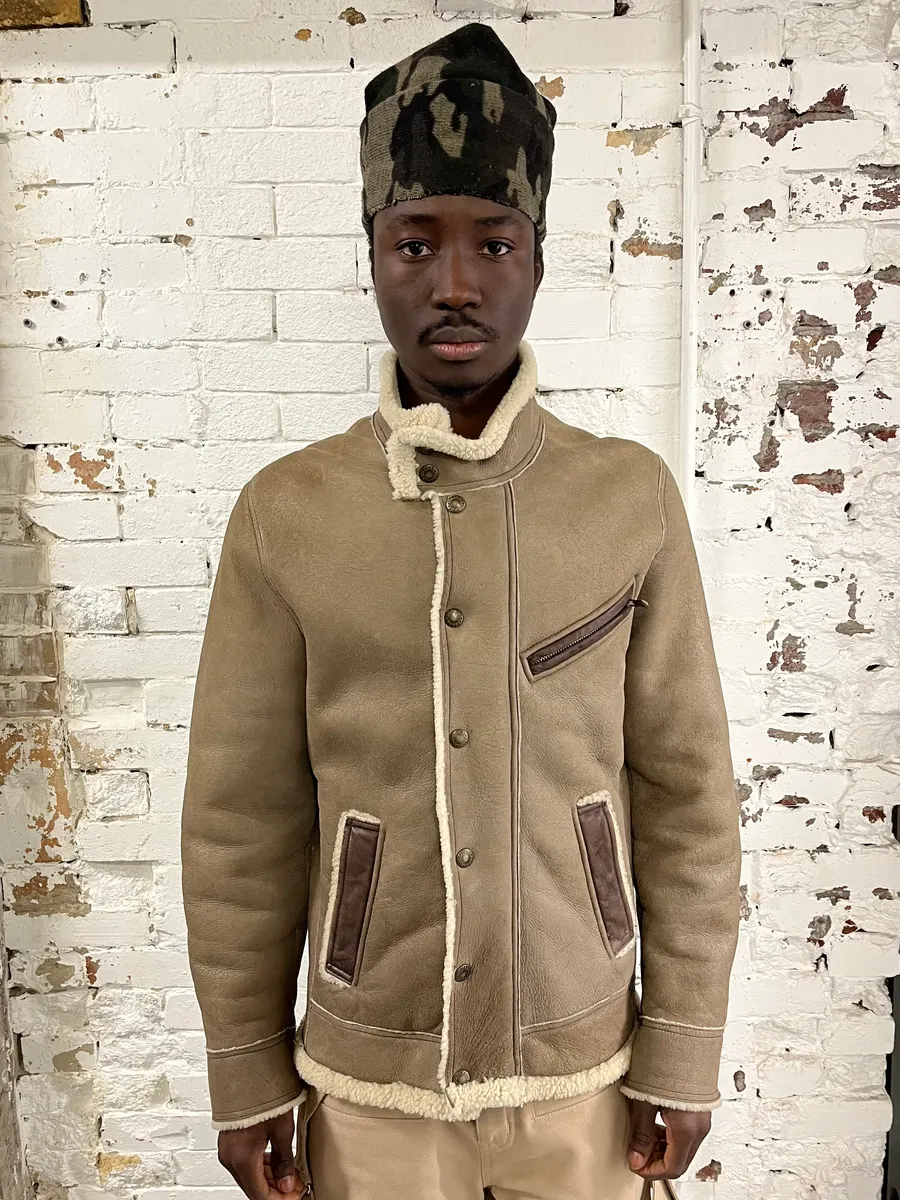 2010s Dolce & Gabbana Beige Shearling Leather Jacket