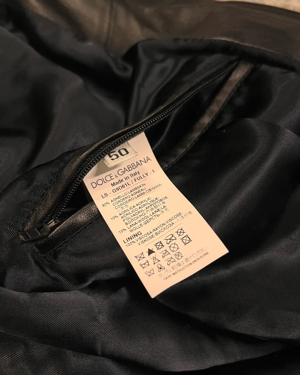 2010s Dolce & Gabbana Black Alpha Bomber Leather Jacket - Image 10